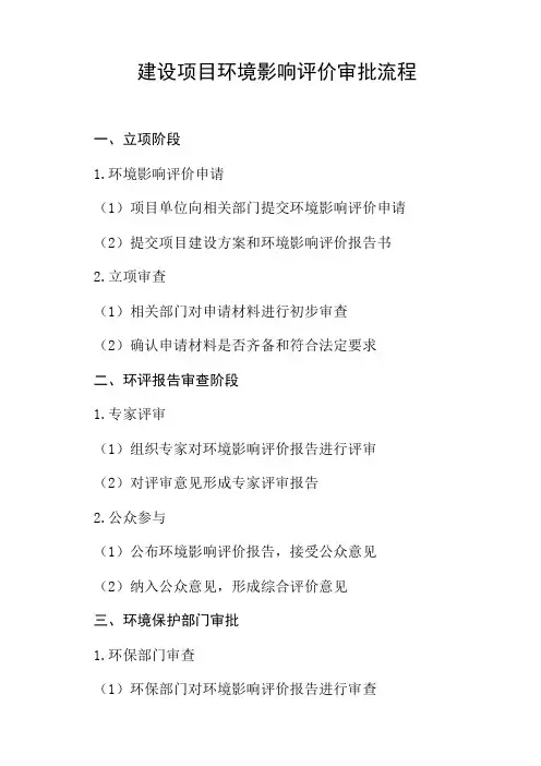 描述建设项目环境影响评价的审批流程