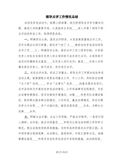 领导点评工作情况总结(3篇)