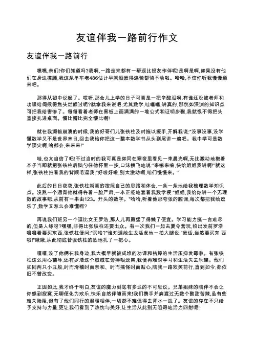 友谊伴我一路前行作文