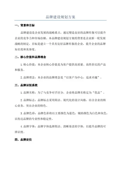 品牌建设规划方案