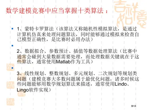 数学建模竞赛中应当掌握十类算法市公开课金奖市赛课一等奖课件