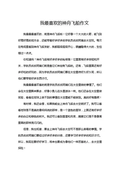我最喜欢的神舟飞船作文