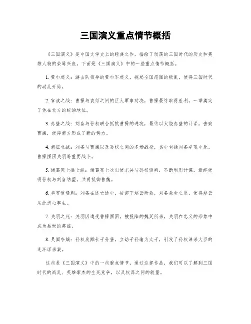 三国演义重点情节概括