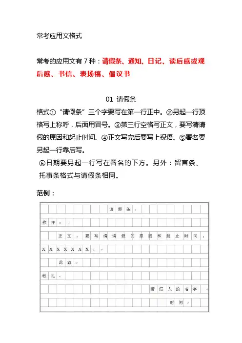 常考应用文格式