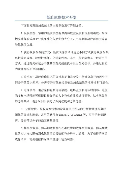 凝胶成像技术参数