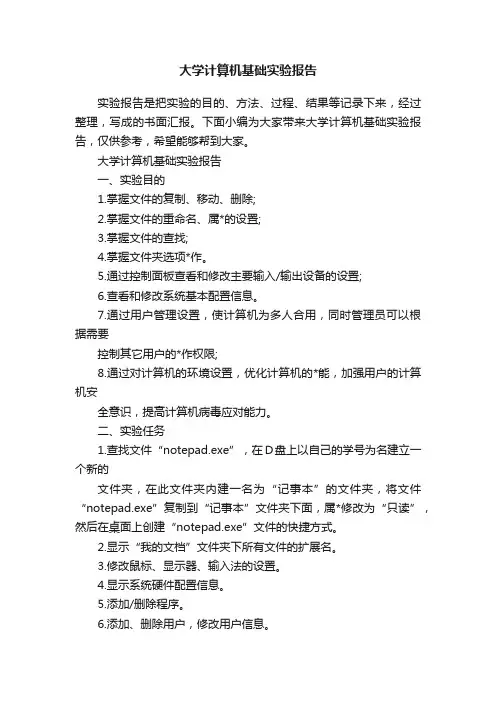 大学计算机基础实验报告
