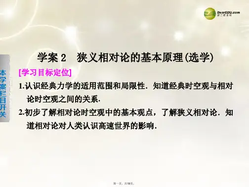 高中物理 6.2 狭义相对论的基本原理(选学)课件 沪科版必修2