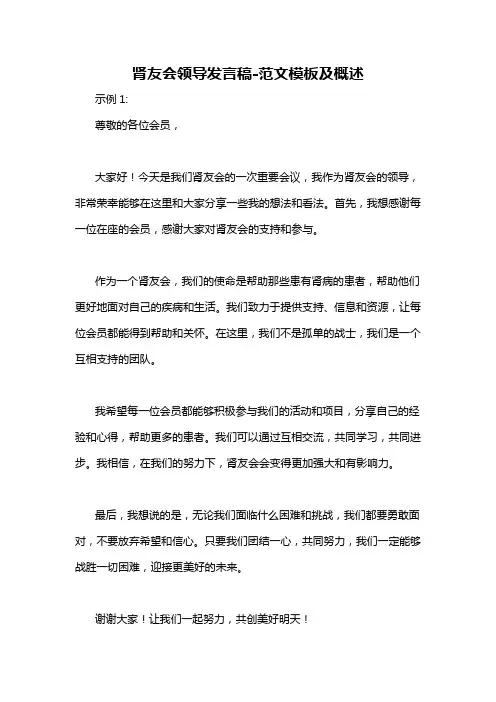 肾友会领导发言稿-概述说明以及解释