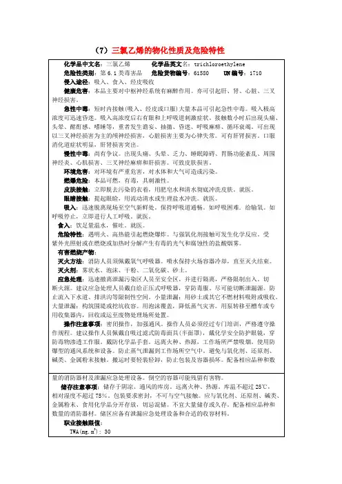 三氯乙烯安全技术说明书
