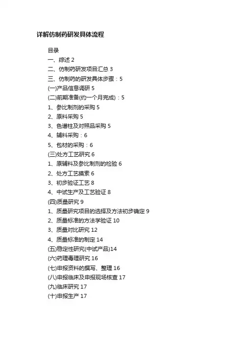 详解仿制药研发具体流程