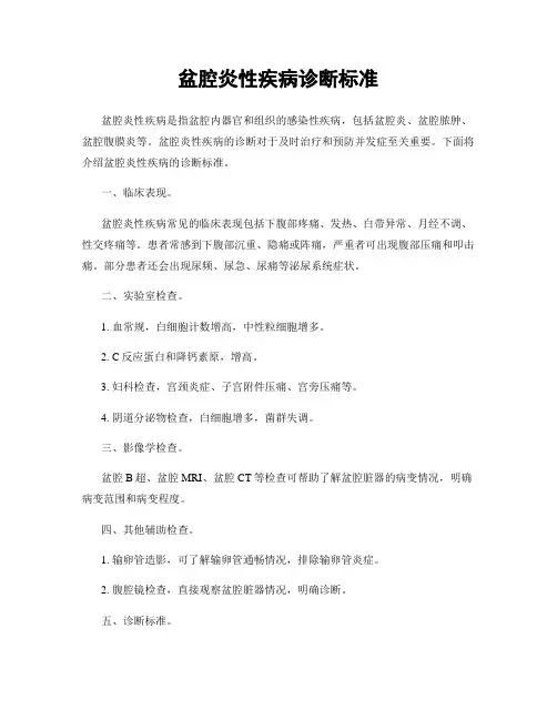 盆腔炎性疾病诊断标准