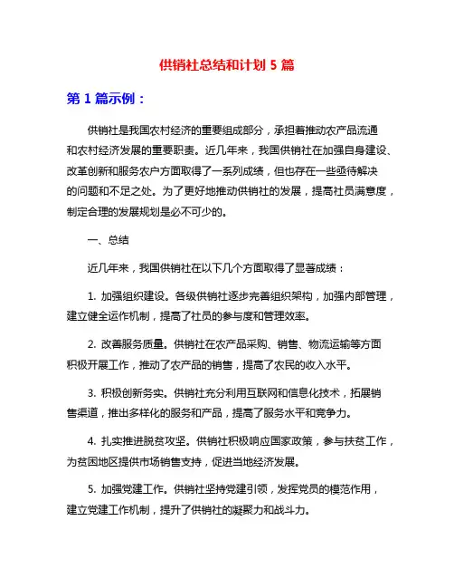 供销社总结和计划5篇