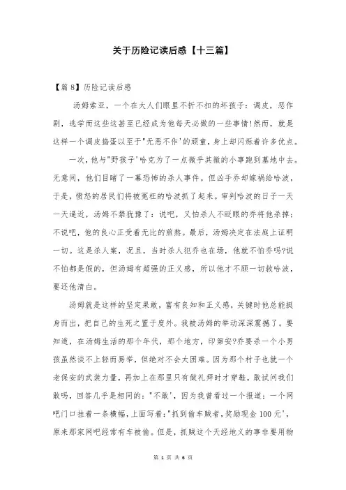 关于历险记读后感【十三篇】