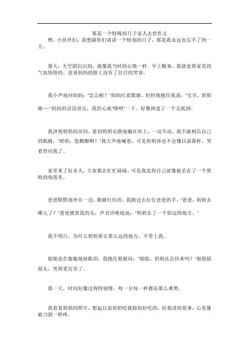 那是一个特殊的日子家人去世作文