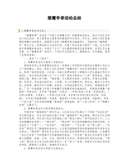 雏鹰争章活动总结
