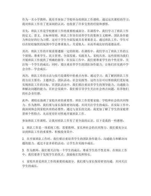 小学班队工作课程感想