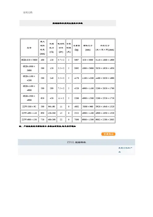 振动给料机系列主要技术全参数