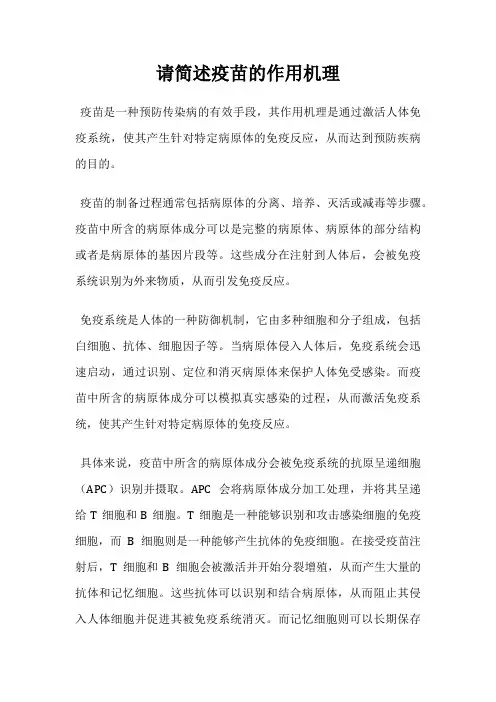 请简述疫苗的作用机理