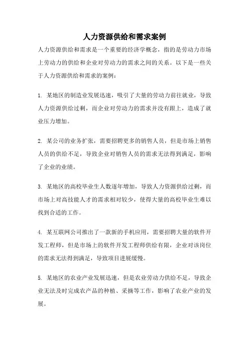 人力资源供给和需求案例