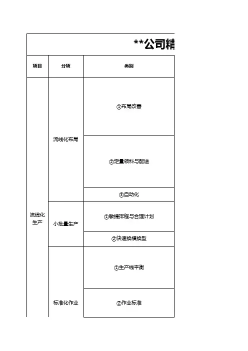 精益生产项目推进计划案例