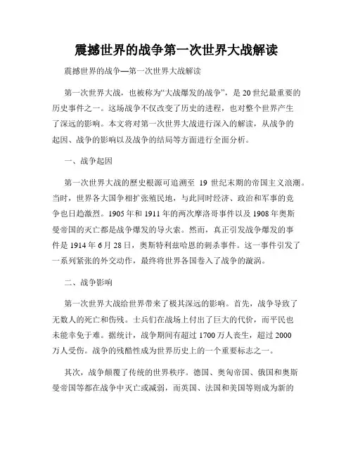 震撼世界的战争第一次世界大战解读