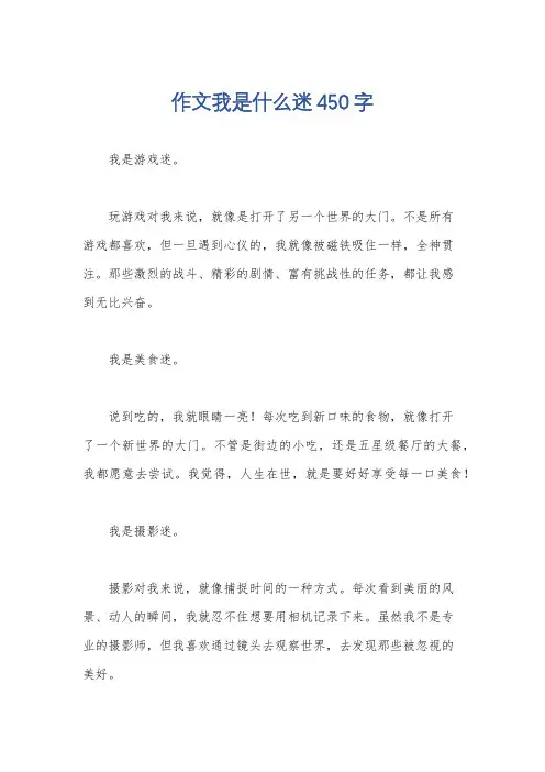 作文我是什么迷450字