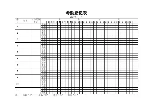 施工现场用考勤表