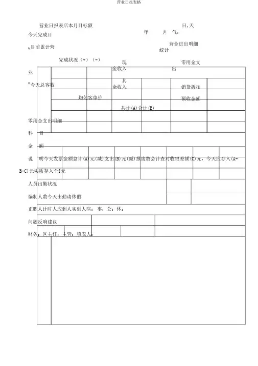 营业日报表格