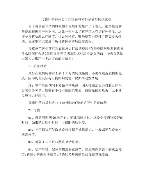 母猪怀孕前后怎么打疫苗母猪怀孕前后防疫流程