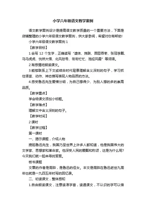 小学六年级语文教学案例