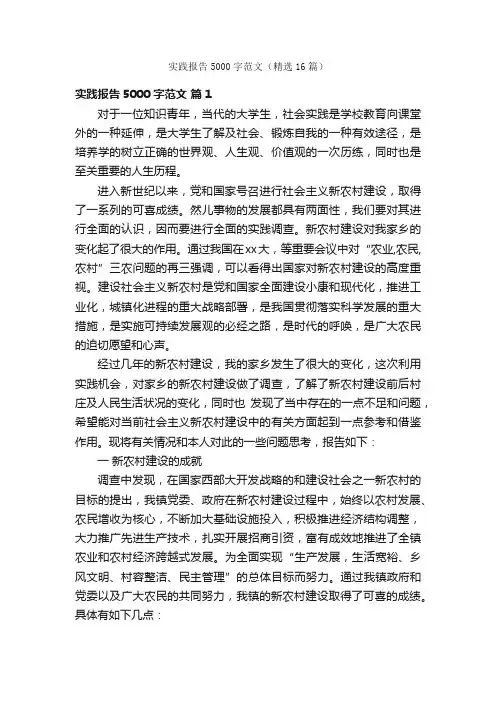 实践报告5000字范文（精选16篇）
