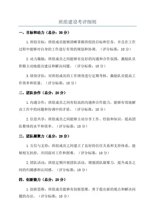 班组建设考评细则