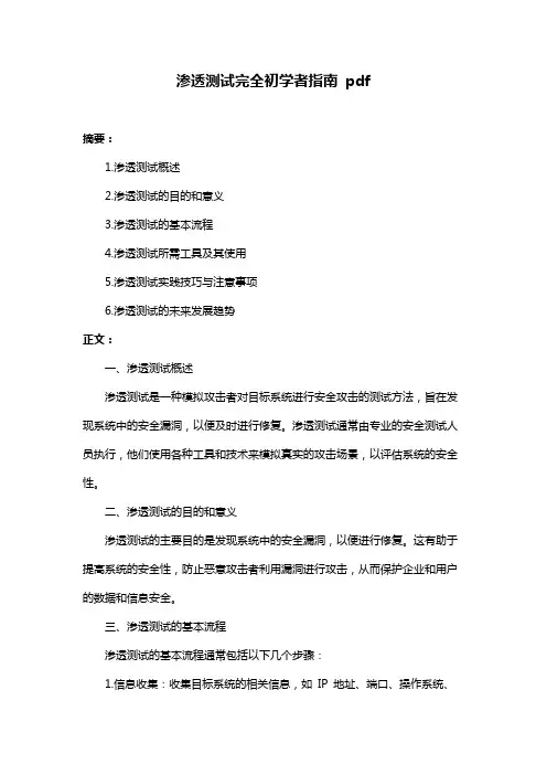 渗透测试完全初学者指南 pdf