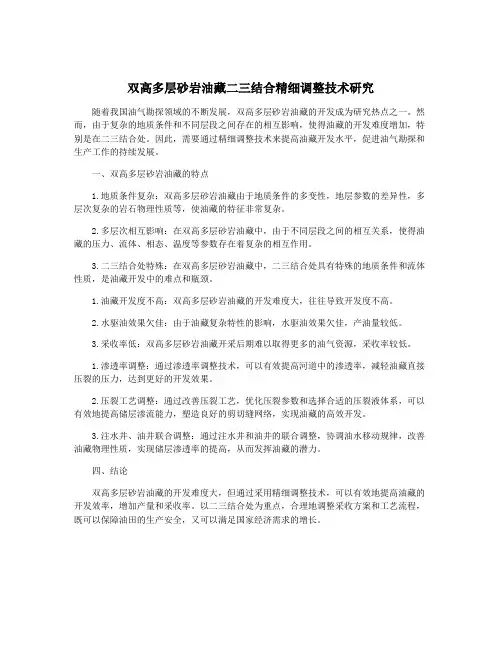 双高多层砂岩油藏二三结合精细调整技术研究