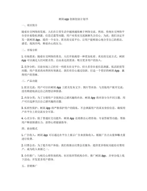 树洞app创新创业计划书