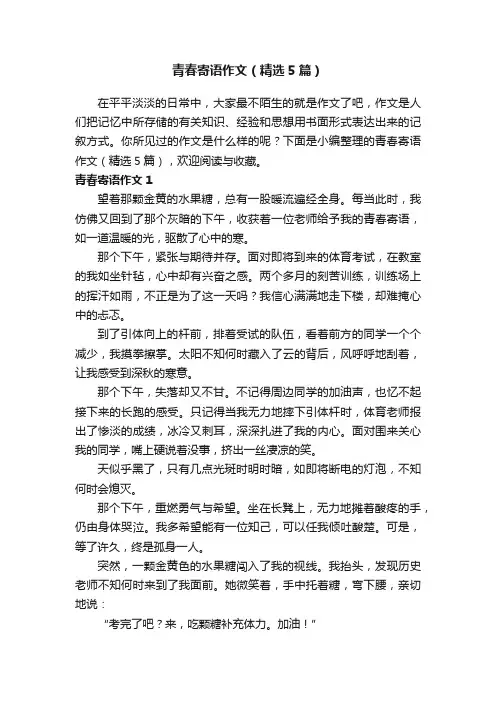 青春寄语作文（精选5篇）