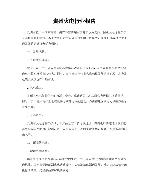 贵州火电行业报告