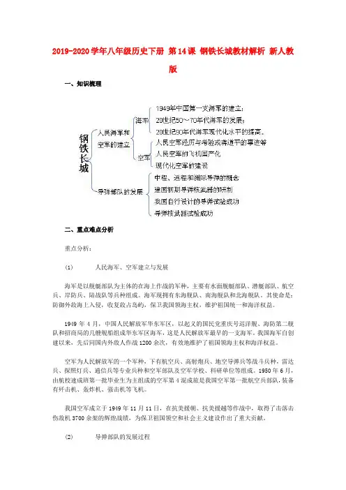 2019-2020学年八年级历史下册 第14课 钢铁长城教材解析 新人教版.doc