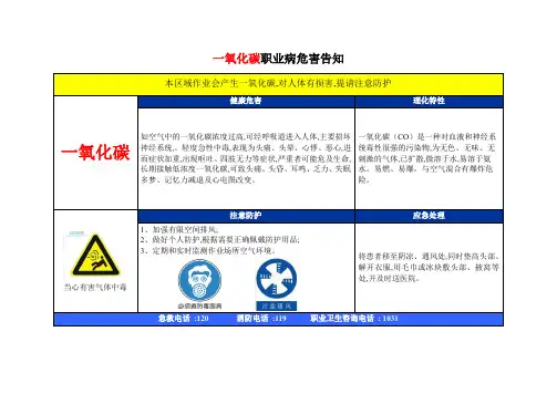一氧化碳职业病危害告知