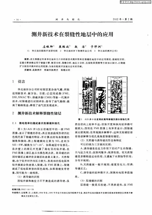 测井新技术在裂缝性地层中的应用