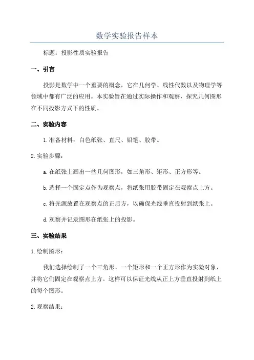 数学实验报告样本