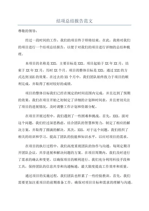 结项总结报告范文