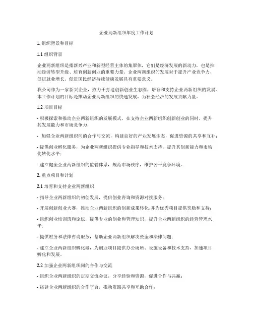 企业两新组织年度工作计划