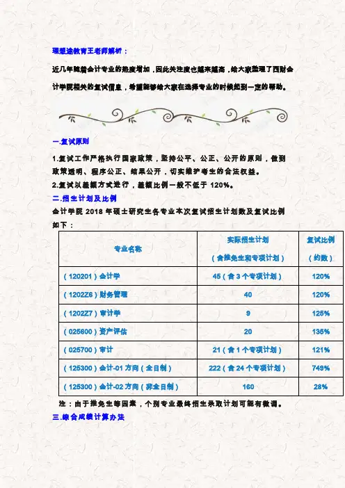 2019西南财经大学会计学院复试细则面试经验