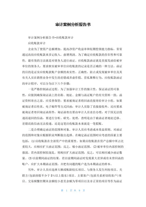 审计案例分析报告书
