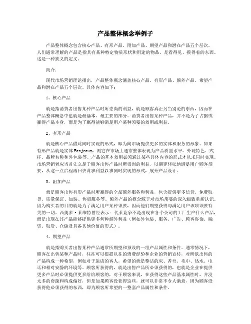 产品整体概念举例子