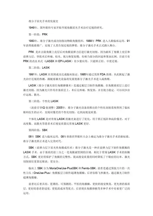 准分子屈光手术的发展史