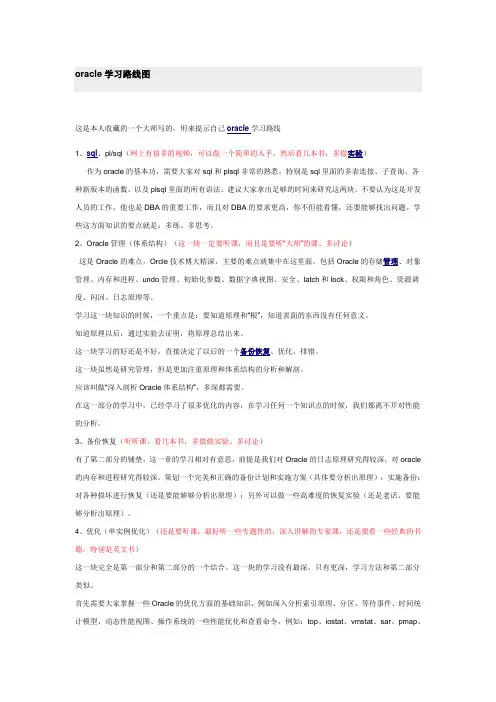 oracle学习路线图