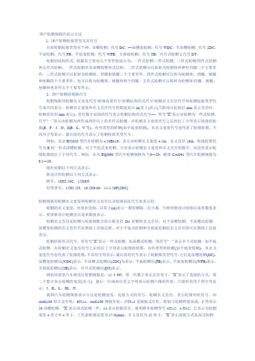 轮辋规格的表示方法