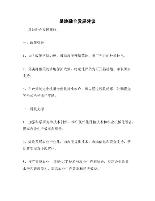 垦地融合发展建议